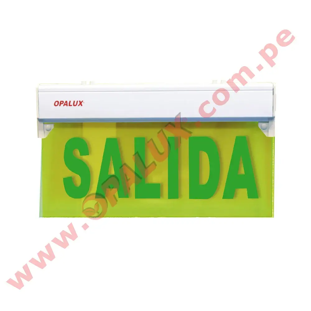 OP-297 Señal de seguridad LED acrílico de iluminación de emergencia verde 6hrs 2 caras transparente para impresión de Palabra o imagen en base a cliente