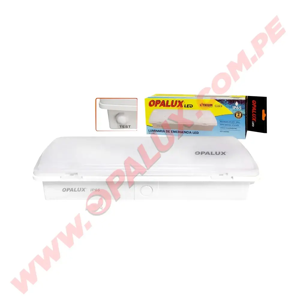 OP-5750L Luz de Emergencia IP65 para Exterior e interior Opalux 50LED 180 min Original Nuevo 100 MTS -Cumple INDECI