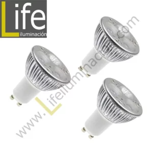3XGU10/LED/3W/30K/220V THREE PACK LAMPARA LED GU10 3W 3000K 220V-60HZ