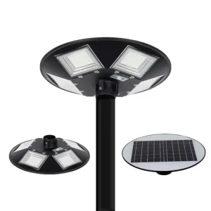 LUMINARIA SOLAR GARDEN INTEGRADA UFO 150W / BATERIA LITIO-FOSFATO/ RESISTENCIA AL IMPACTO / 50 000 HORAS / 150m2/ CONTROL REMOTO INALAMBRICO
