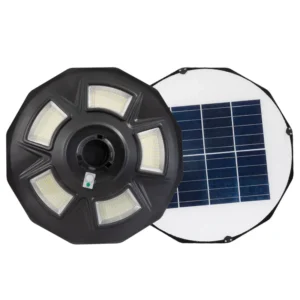 LUMINARIA SOLAR GARDEN INTEGRADA UFO 80W / BATERIA LITIO-FOSFATO/ RESISTENCIA AL IMPACTO / 50 000 HORAS / 115m2/ CONTROL REMOTO INALAMBRICO