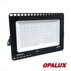 REFLECTOR SLIM 96LED SMD 8500LM "OPALUX" 100W 85-265V AC LUZ CALIDA 3000K COLOR NEGRO IP-65 CJX12