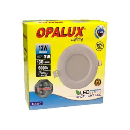 SPOTLIGHT 12W "OPALUX" 1080LM IP44 6000K LUZ BLANCA 120° P/CAJA OCTAGONAL 220V CJX100 - Imagen 2