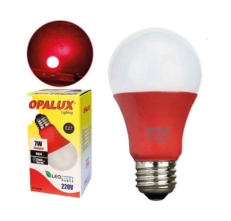 FOCO LED "OPALUX" LUZ ROJA 7W, E27, 100-240VAC 50/60HZ CJX50