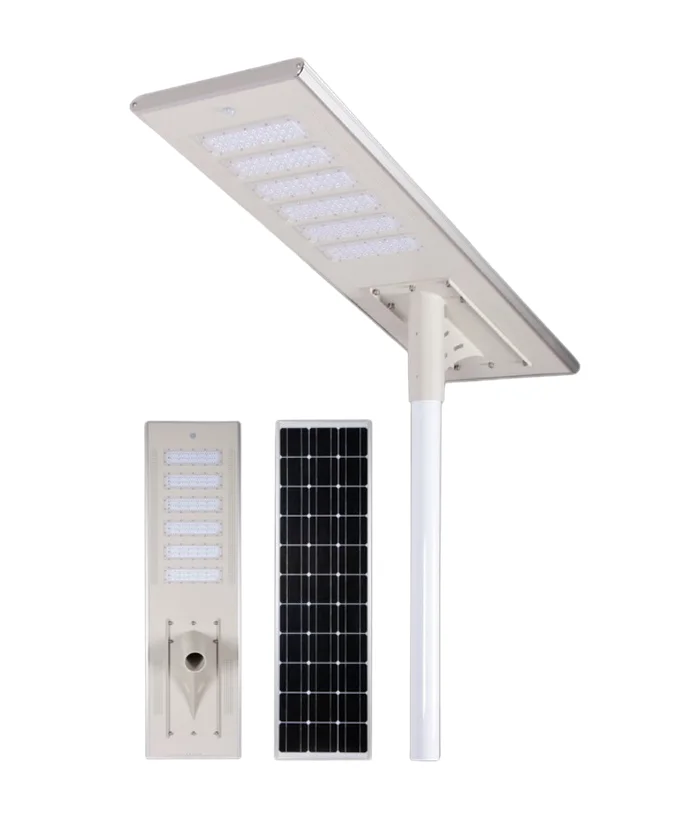 LUMINARIA SOLAR 120W PROFESIONAL PANEL MONOCRISTALINO ALUMINIO LARGO ALCANCE 190LM/W 1.50MTS