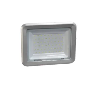 REFLECTOR LED 50W OPALUX 54 LED 4500LM 6500K DELGADO SLIM COLOR GRIS PLATA LUZ BLANCA IP65 EXTERIORES 185-265V