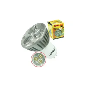 Dicroico led 3W "Opalux" Luz Blanca 5700K-6200K 220v conector MR16 150 lumens 35,000hrs decorativo