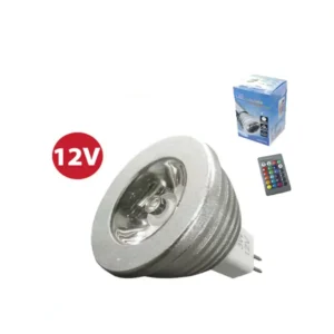 Dicroico led 12V RGB con control remoto "Opalux" conector MR16 25,000hrs decorativo