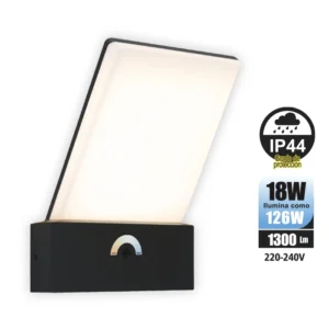 APLIQUE EXTERIOR DE PARED PANO 18W 1300 LM DIMER GRIS