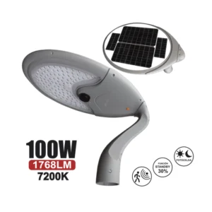 LUMINARIA CISNE SOLAR "OPALUX" 100W 1768LM 7200K IP65 CON PANEL INCORPORADO