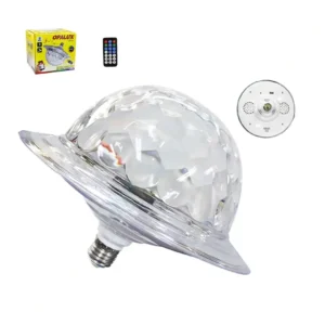 Foco led disco 12W RGB (Colores diversos) con parlante 3W conexion Bluetooth USB contro remoto rosca E27 “Opalux”