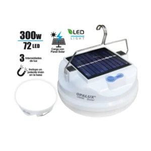 LÁMPARA PORTATIL RECARGABLE CON PANEL SOLAR 300W "OPALUX" 12000K, ENTRADA TIPO C MASTERX30