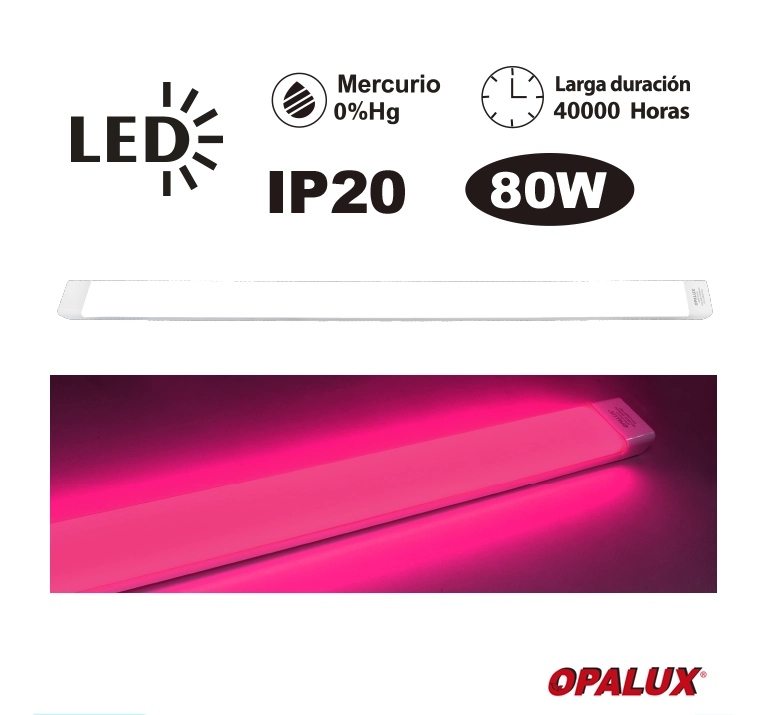 FIXTURE SLIM LED PAVONADO 80W COLOR FUCSIA 120 CM "OPALUX"