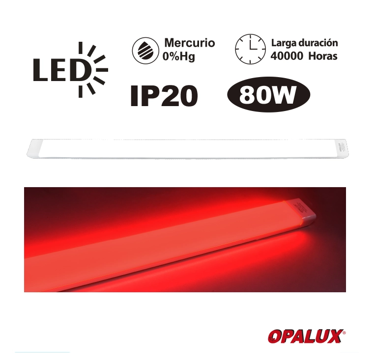 FIXTURE SLIM LED PAVONADO 80W COLOR ROJO 120 CM "OPALUX"