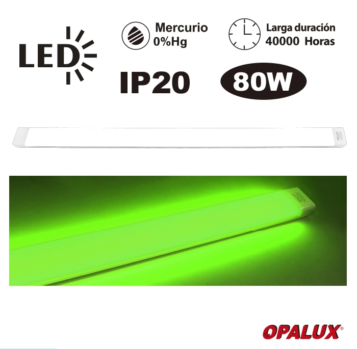FIXTURE SLIM LED PAVONADO 80W COLOR VERDE 120 CM "OPALUX"