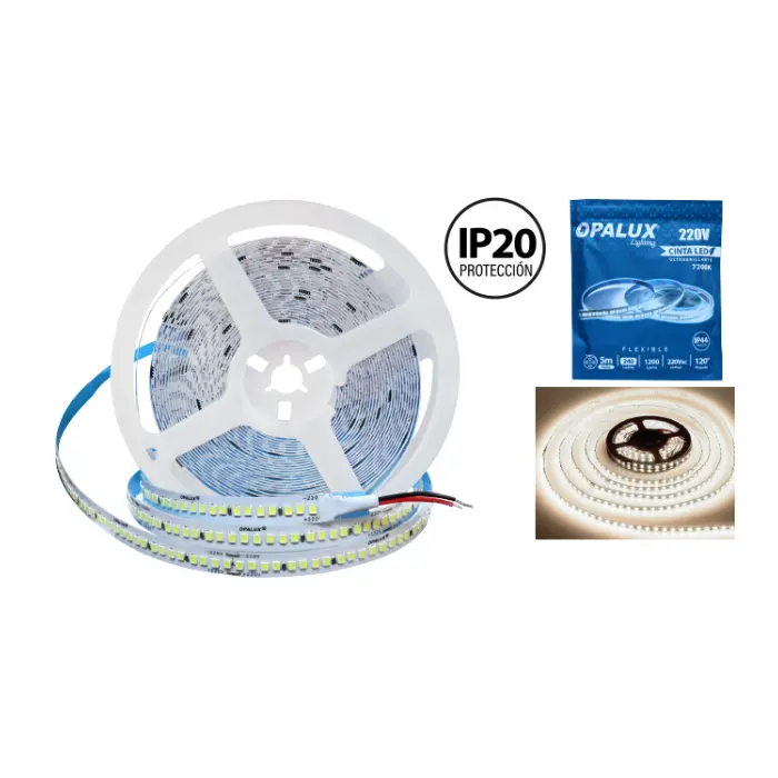 CINTA LED "OPALUX" 220V AC 1200LM 7200K 240LEDS 5 METROS IP20 60-50W, 0.25AMP