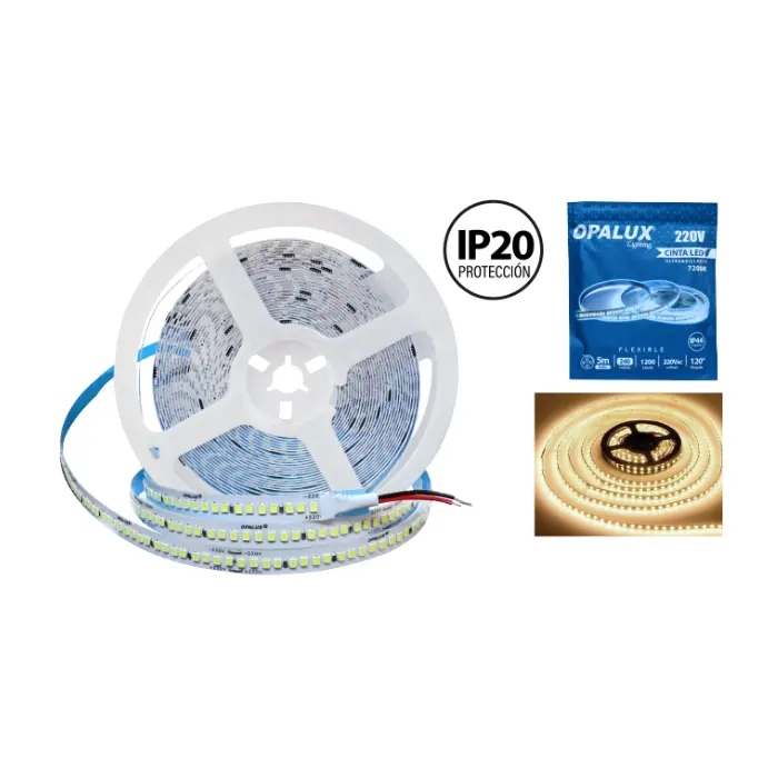 CINTA LED "OPALUX" 220V AC 1200LM 4000K 240LEDS 5 METROS IP20 60-50W, 0.25AMP