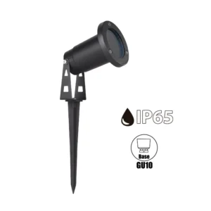 ESTACA DE JARDIN PARA FOCO DICROICO GU10 220-240V 60HZ IP65 7.5CMS X 29CMS / AÑT. 9CM / CARCASA METAL