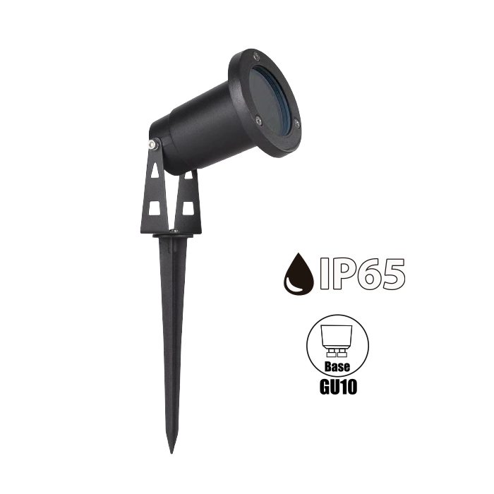 ESTACA DE JARDIN PARA FOCO DICROICO GU10 220-240V 60HZ IP65 7.5CMS X 29CMS / AÑT. 9CM / CARCASA METAL