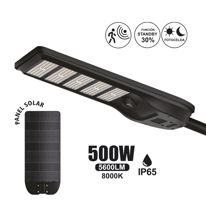 PASTORAL LED SOLAR 500W CON SENSOR DE MICROONDAS