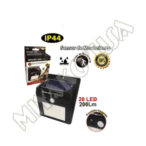 LUZ DE PASO SOLAR LED 3W MIYAKO USA 200LM CON CON PANEL SOLAR Y SENSOR DE MOVIMIENTO IP64 USO EXTERIOR COLOR NEGRO
